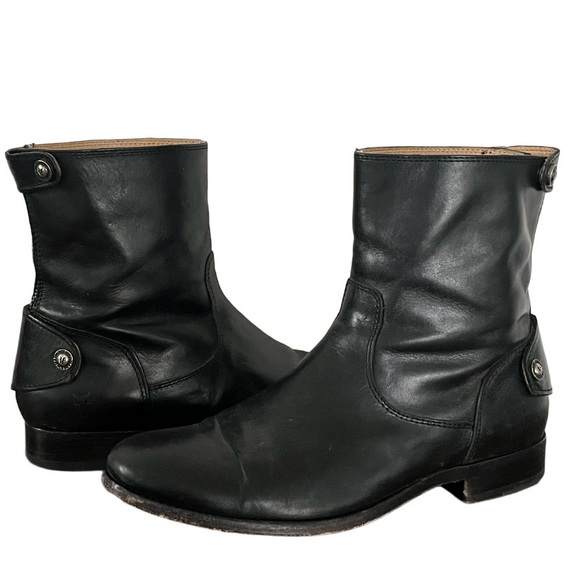 Frye Melissa Button Short Leather Boots Black Size 7.5 - Picture 2 of 15